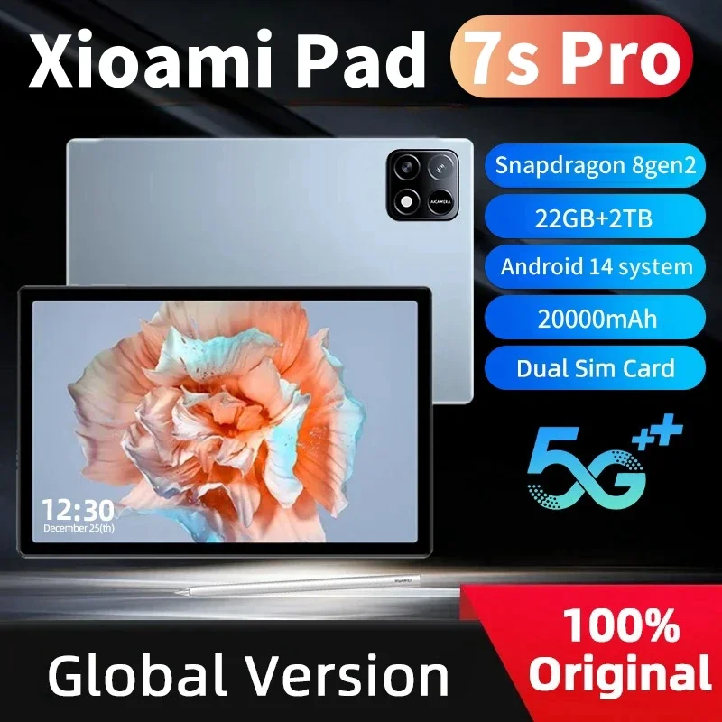 2025 nueva edición Global Original Tablet PC Pad 7S Pro Snapdragon 8gen2 Android 14 HD 4K 22GB + 2TB 5G tableta Dual SIM WIFI