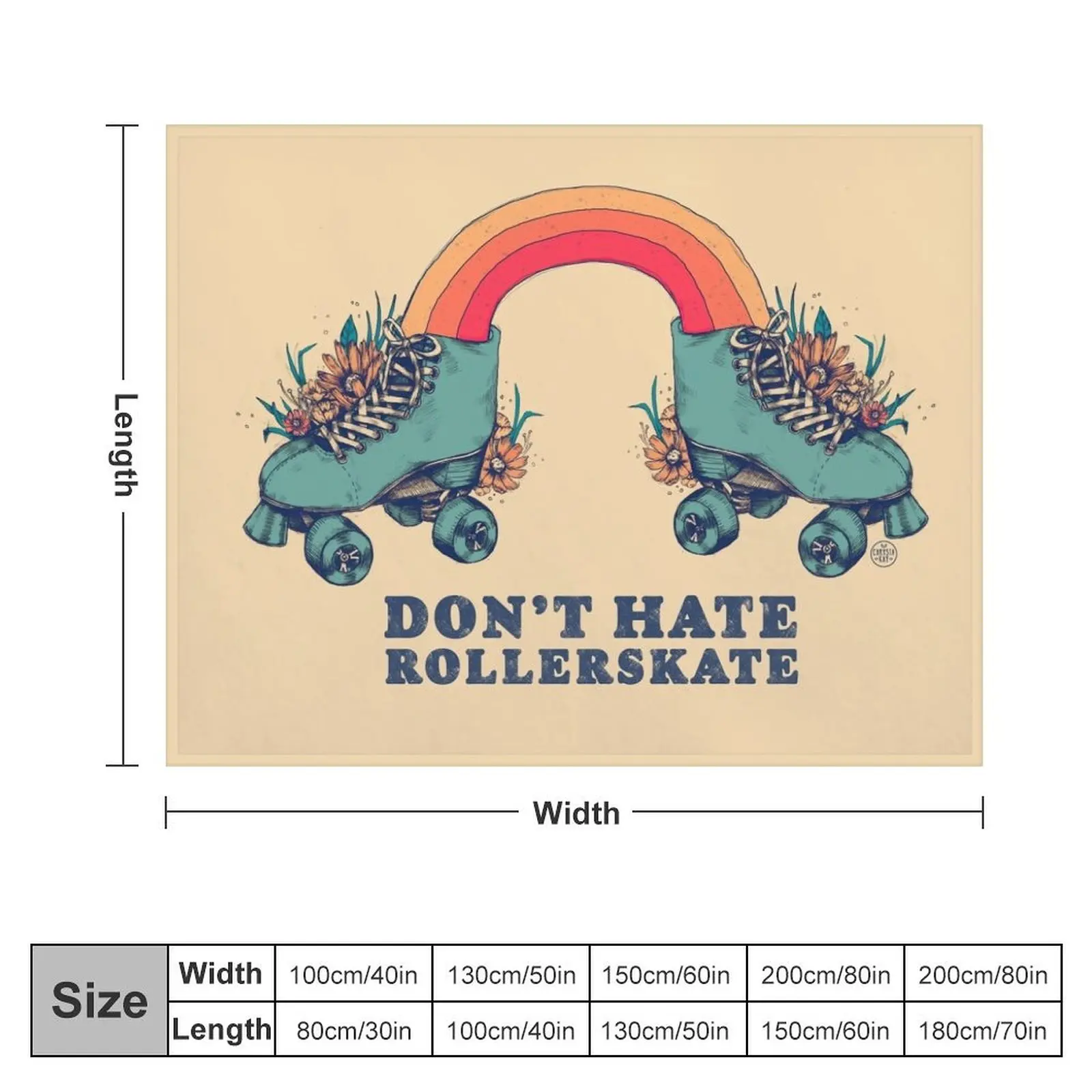 Don't Hate Rollerskate - Retro 70s Illustration - Color Variation 1 Throw Blanket Plaid Soft Beds Blankets