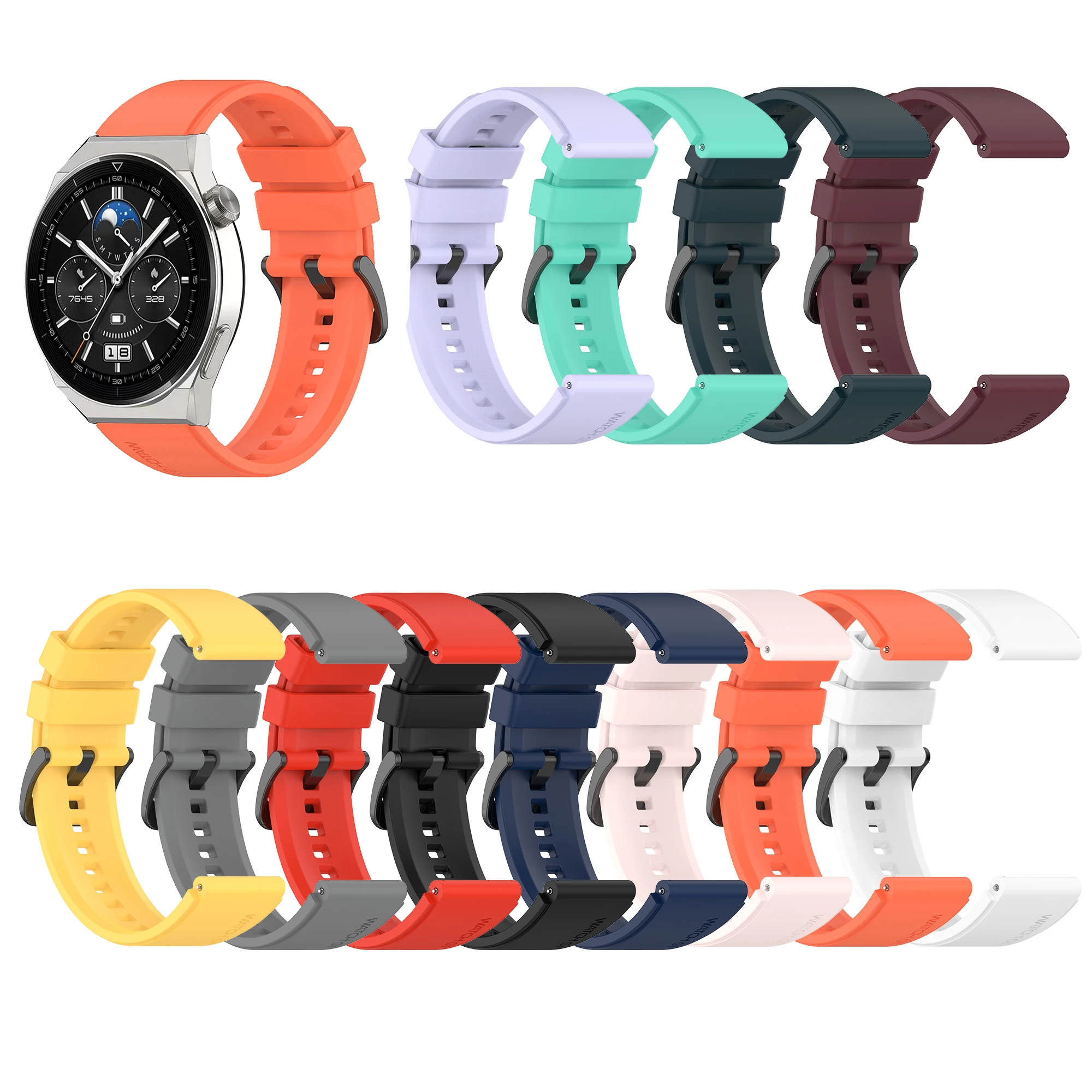 22mm Silicone Strap For Huawei Watch GT2 Pro GT3 GT4 46mm Smart Watch Band for Xiaomi Watch Color 2/Color Sport