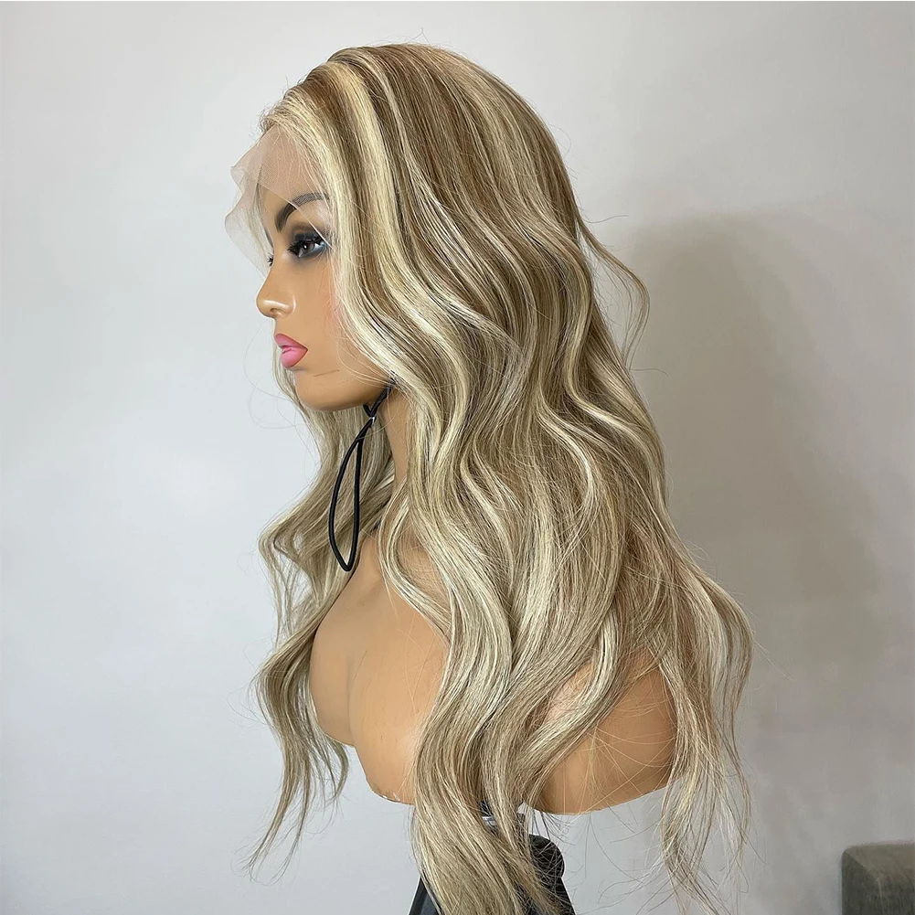 Hervorgehoben Blonde Volle Spitze Menschliches Haar Perücken Wellenförmige Spitze Vorne Perücke Pre Plucked13x4/13x6 HD Schweizer Spitze front Perücke Reines Haar 150%