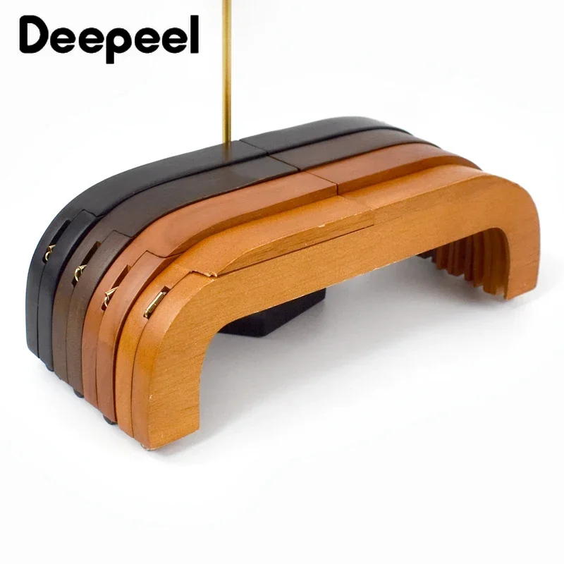 Deepeel 1pc 25cm Wooden Bag Frame Handles Kiss Lock Clutch Handbag Woven Bags Wallet Closure Brackets DIY Handle Accessories