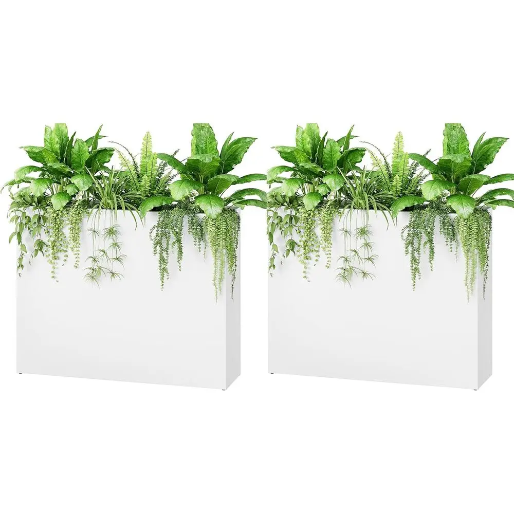 

Large 38 Outdoor Metal Planters Set of 2, with Removable Insert, Suitable for Plants, Flowers, Vegetables, Garden, White