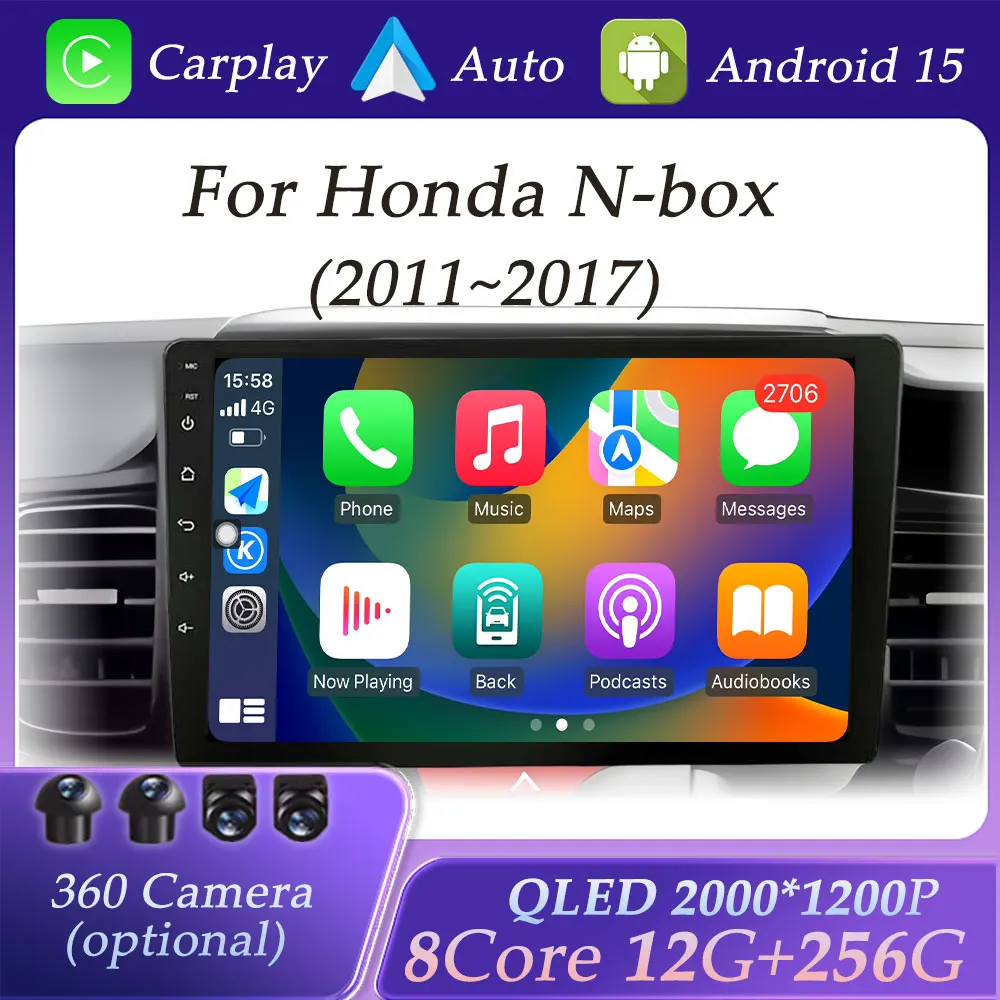 

CarPlay Car video for Honda N-box 2011-2017 Car Radio Video Multimedia Player GPS Navigation Bluetooth 4G DSP Stereo QLED Screen