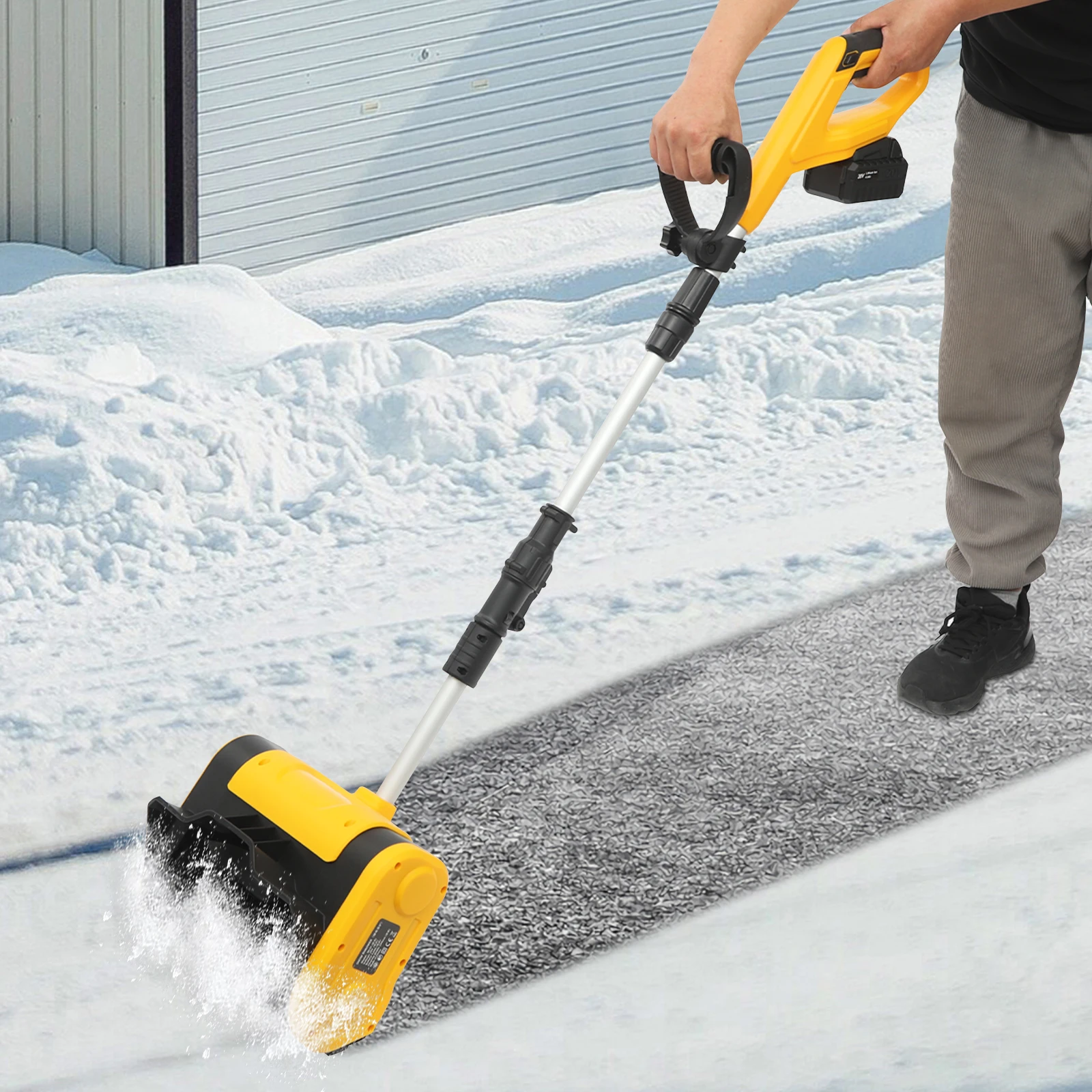 1200W Hand-held Snow Sweeper Shovel Blower Snow Sweeping Broom Battery-powered Cordless Roads Cleaning