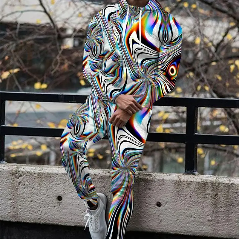 

Graphic Abstract 3D Print Hoodies Pants Sets Men's Fashion Sweatshirts Sweatpants Two Piece Suits Outdoor Tracksuit Man Clothing