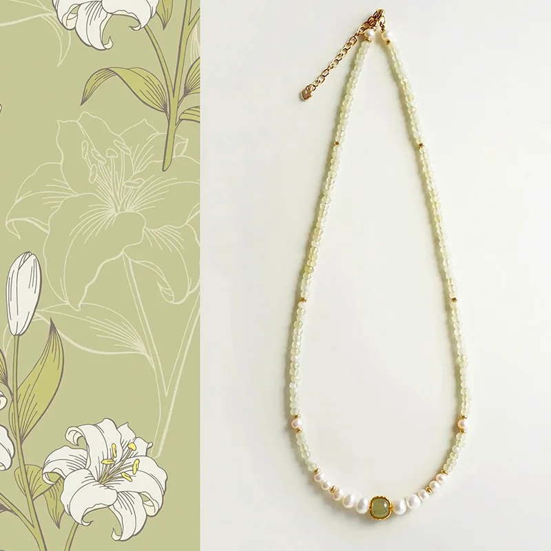 

Hetian Jade Natural Stone Pearl Necklace Accessories Clavicle Chain Women Non-Fading Choker Jewelry