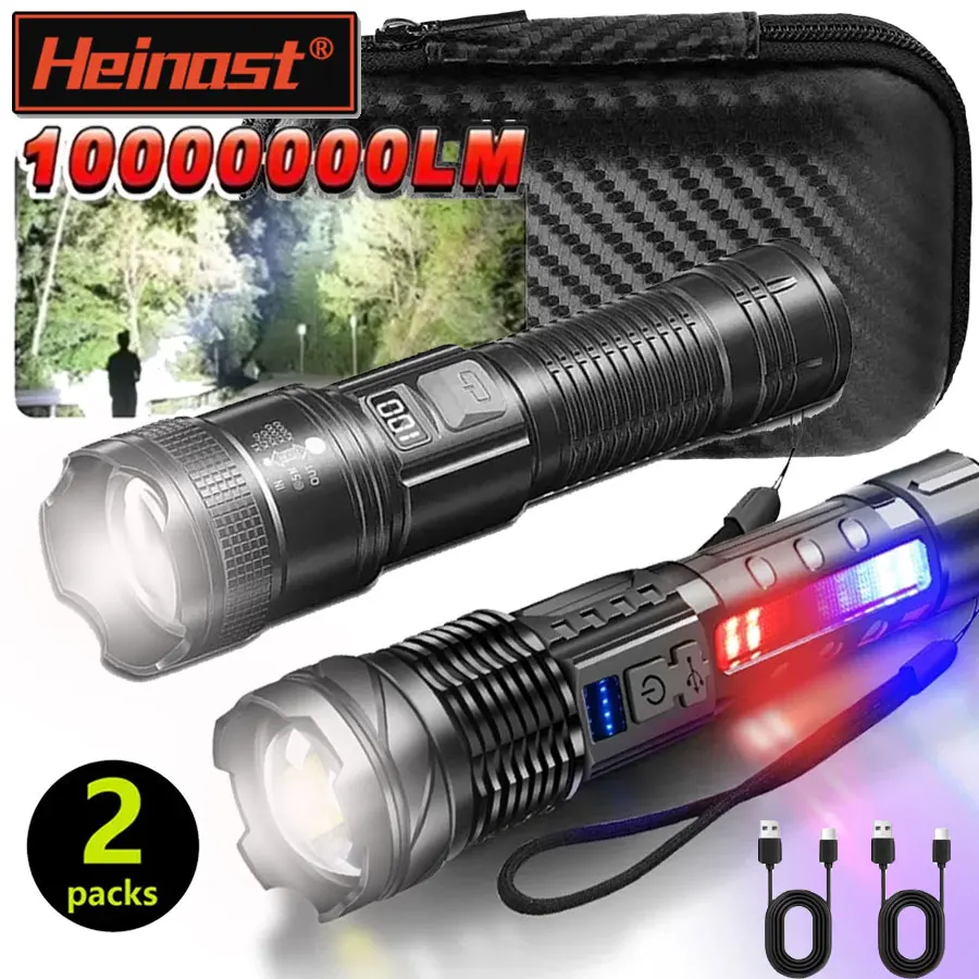 High Strong Power Led Flashlights Tactical Flash Light Torch Ultra Bright Lamp USB Charging Camping Fishing Defensa Zoom Lantern