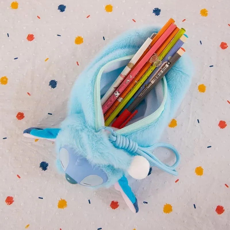 مقلمة Lilo&Stitch للعودة إلى المدرسة على شكل حيوان حقيبة أدوات مكتبية، حقيبة تخزين دمية كرتونية للفتيات كاواي هدية