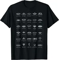 UFO Types Flying Saucer Model Alien Enthusiast fashion man Hot Sale New Arrival Crewneck Round Neck Collar Space Gift T-Shirt