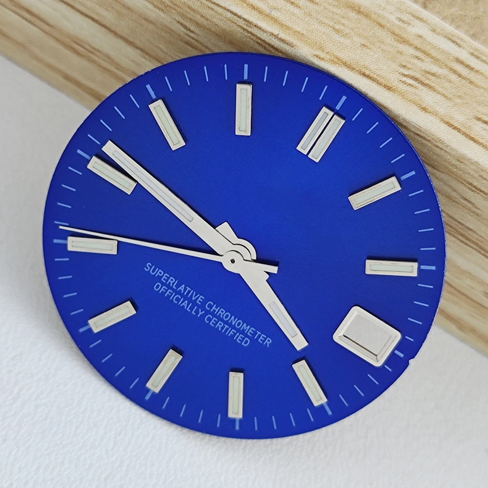 Esfera de reloj NH35 de 28,5mm, Esfera luminosa verde adecuada para accesorios de reloj de movimiento NH35 NH36