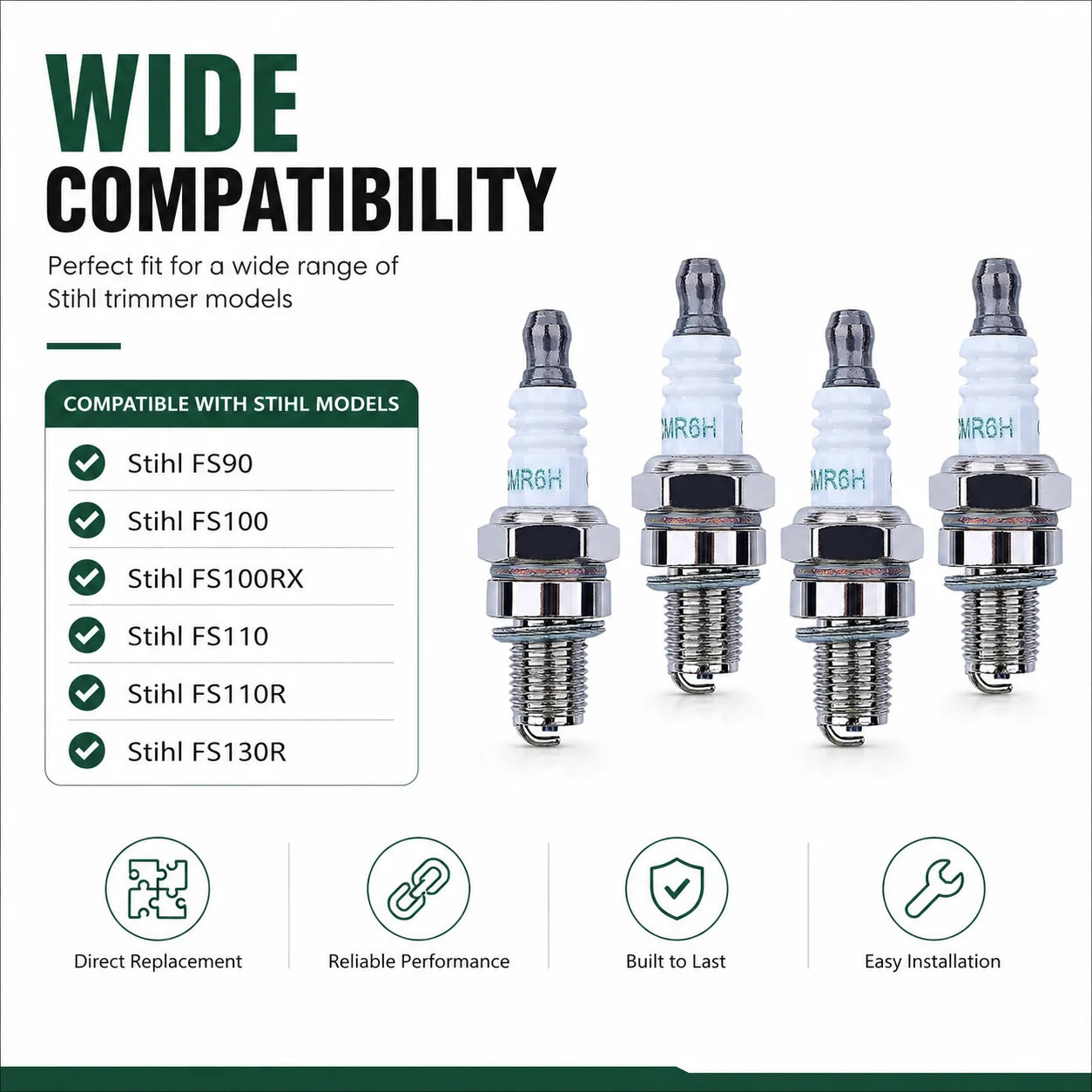 4 Pack CMR6H Spark Plug For Stihl FS90 FS100 FS110 FS90R FS100R FS110R FS130R Trimmer Brushcutter OEM 3365 Small Engine Parts