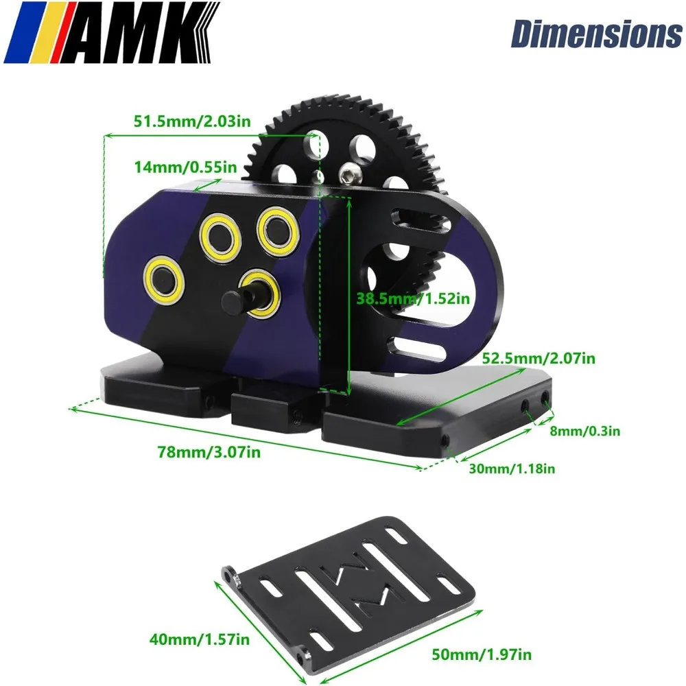 AMK 30 % Overdrive Metall-Differentialgetriebe mit POM-Unterfahrschutzplatte für 1/10 LCG-Getriebe, kompatibel mit Axial SCX10, Capra