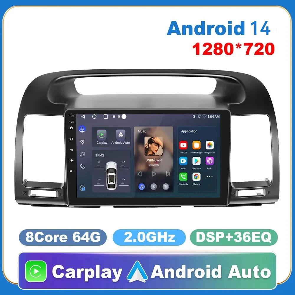 4G+64GB Car Radio For Toyota Camry 5 2002-2006 Multimedia Video Player GPS Navigation 2 Din DVD Stereo Split screen