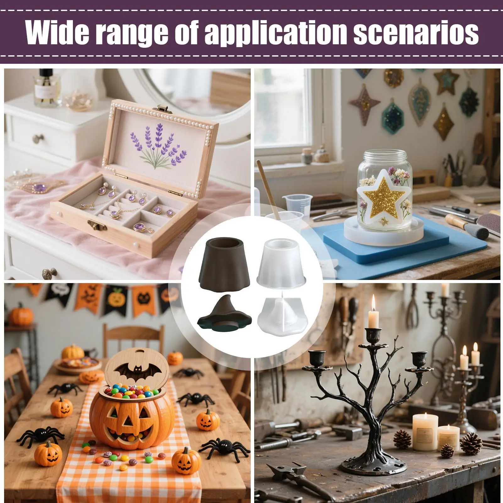 

Форма для призрака, коробка для хранения конфет, форма для эпоксидной смолы с крышкой, многоразовая силиконовая форма для изготовления чашек для свечей, органайзеров для ювелирных изделий