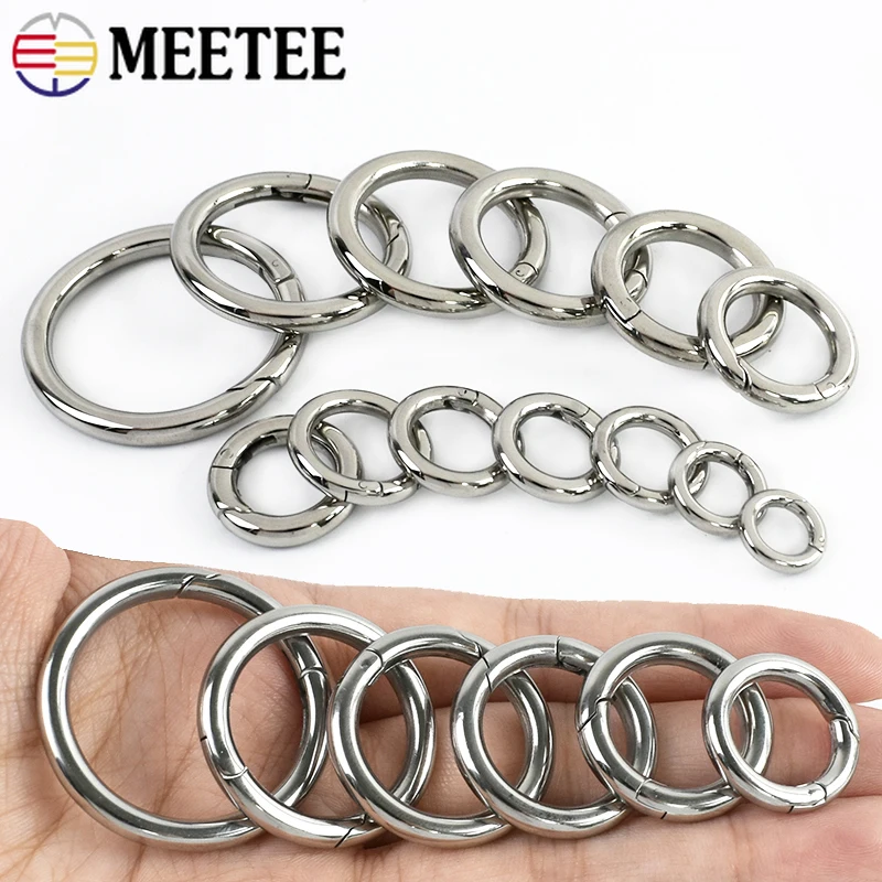 

304 Stainless Steel Spring O Ring Open Carabiners 2/5Pcs Keychain Bag Strap Buckle Snap Hook Clasp Clip DIY Hardware Accessories