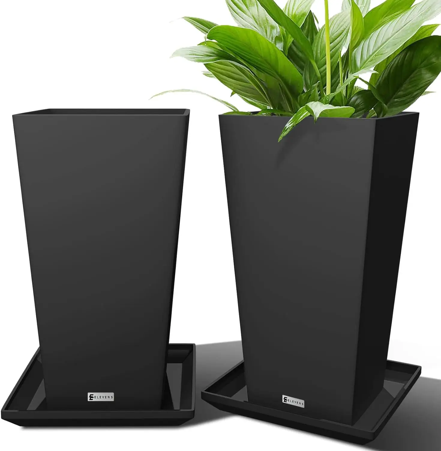 

XCYElevens 30" Outdoor Flower Pots, Black, Indoor and Outdoor, 2 Packs