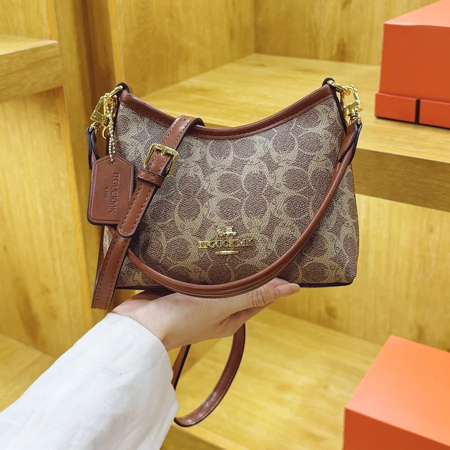 

​ Дизайнерская женская сумка подмышки с монограммой 2025 года, винтажная сумка-ведро, шикарная сумка через плечо, уникальный принт ​