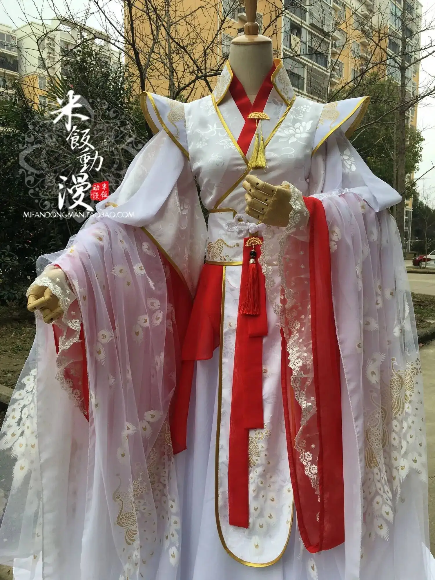 Officials Bless Prince Yue Heavenly Shen Cos Clothing Xie Lian Cosplay Red White Style Ancient Cosplay Costume Hanfu Halloween view 2