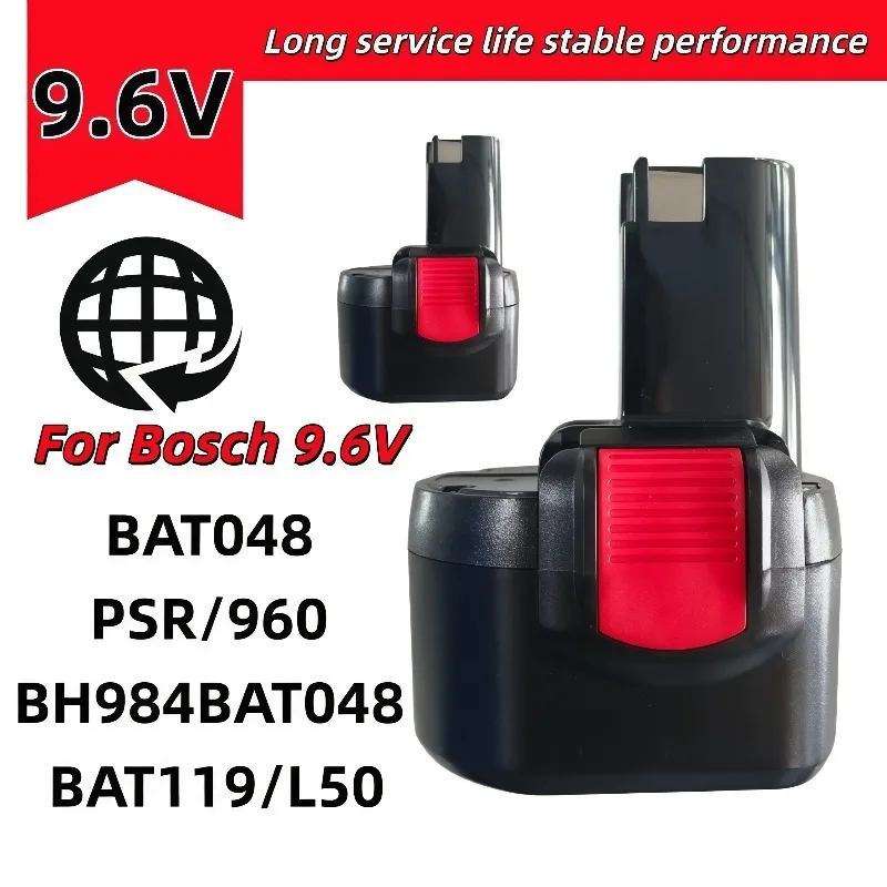 9.6V Ni-MH Replacement Battery Compatible with Bosch BAT048 BH984, Stable Power Supply for Bosch Power Tools