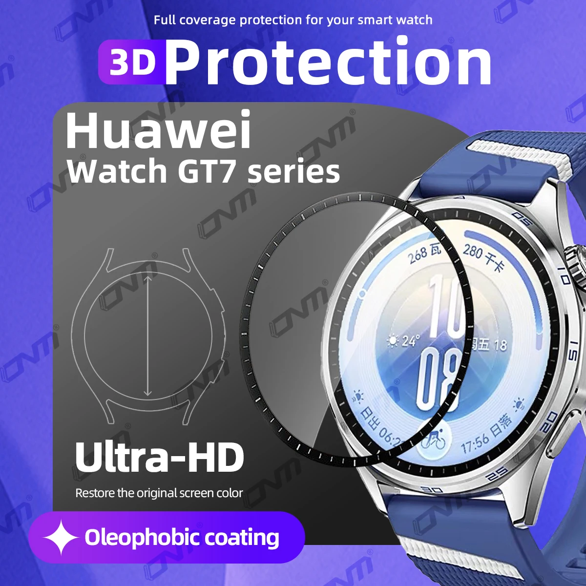3D Protection Film for Huawei Watch GT7 / 7 Pro 41mm 46mm Screen Protector, Full Coverage Anti-scratch Accessories (Not Glass)