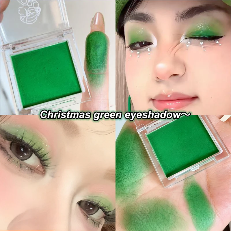 グリーンアイシャドウ、クリスマスメイク、高彩度、マットステージメイク、イエロー、ブルー、レッド、パープル、インテンスカラー高彩度