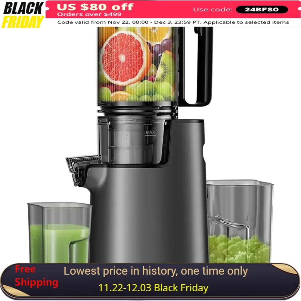 

Cold Press Juicer with Blade-less, Slow Masticating Juicer Machines, 5.3" 350W Juice Extractor Machine & Easy To Clean, Juicer