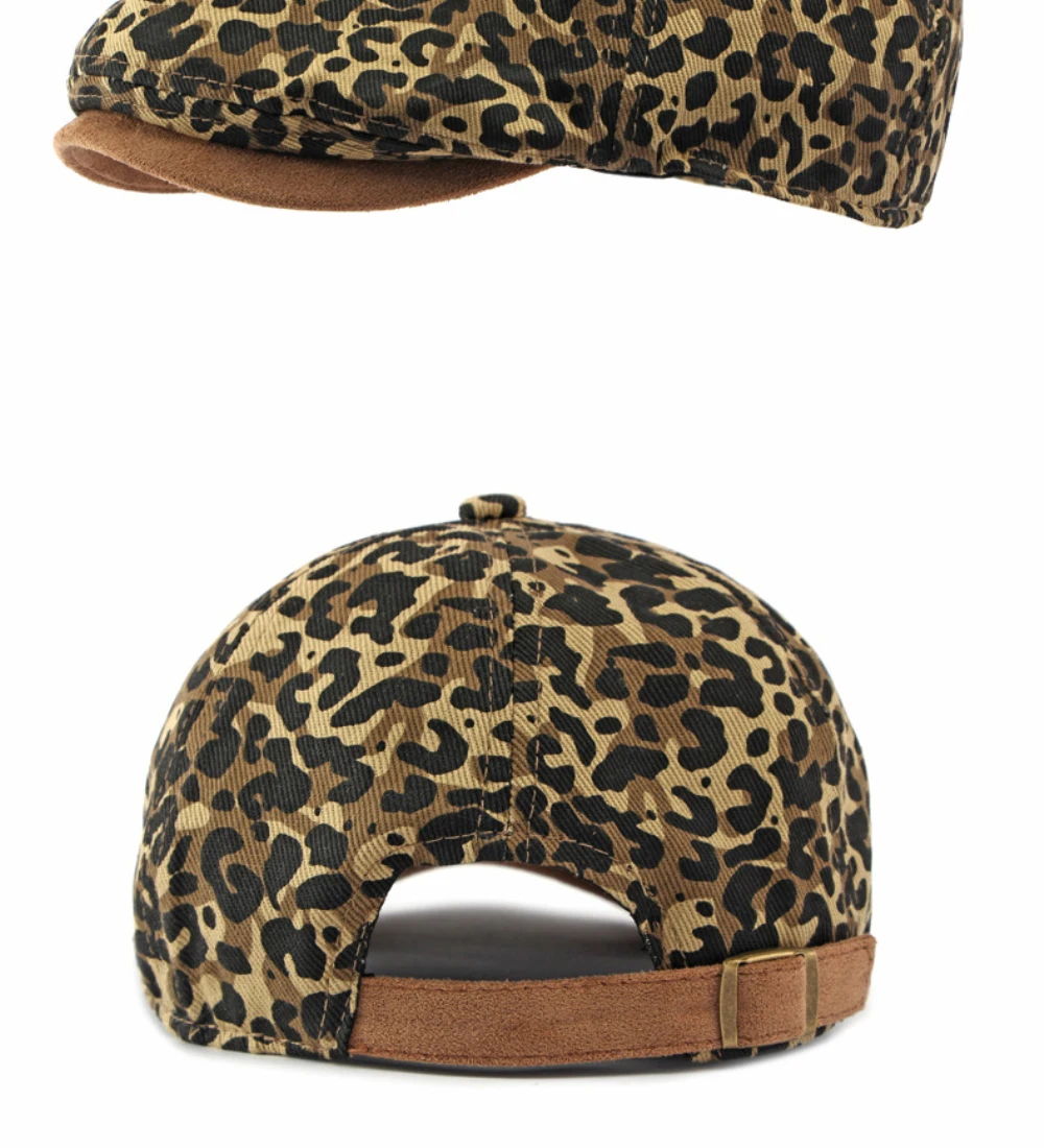HT5119 Herren- und Damen-Baskenmützen Retro Künstler-Mütze Leopard Ivy Flat Cap Unisex Verstellbare Achteckige Baskenmütze – Detail 9