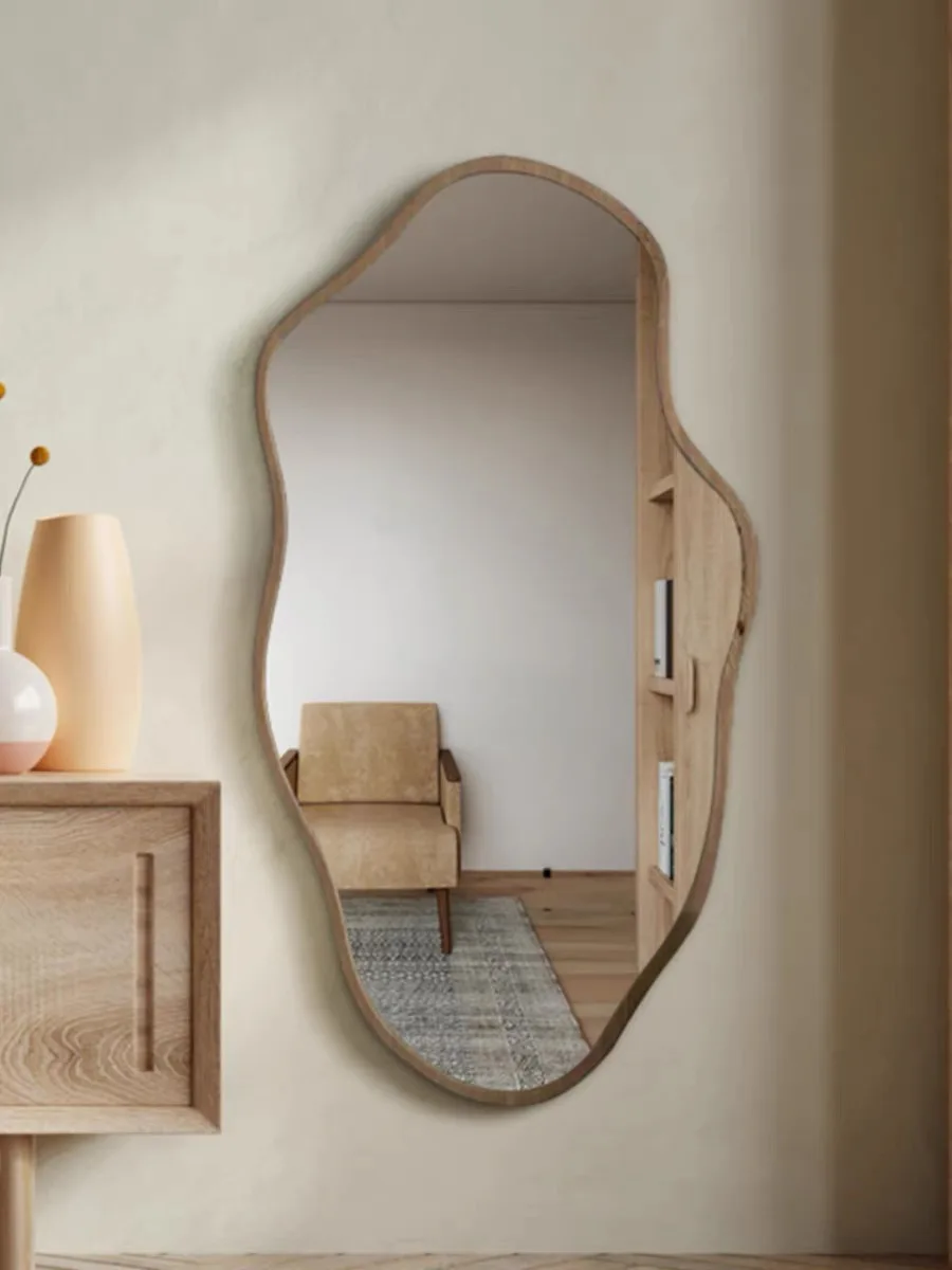 Irregular Asymmetrical Wooden Wall Mirror Nordic Style Home Decor Aesthetic Wall Art For Living Room Bedroom Bathroom