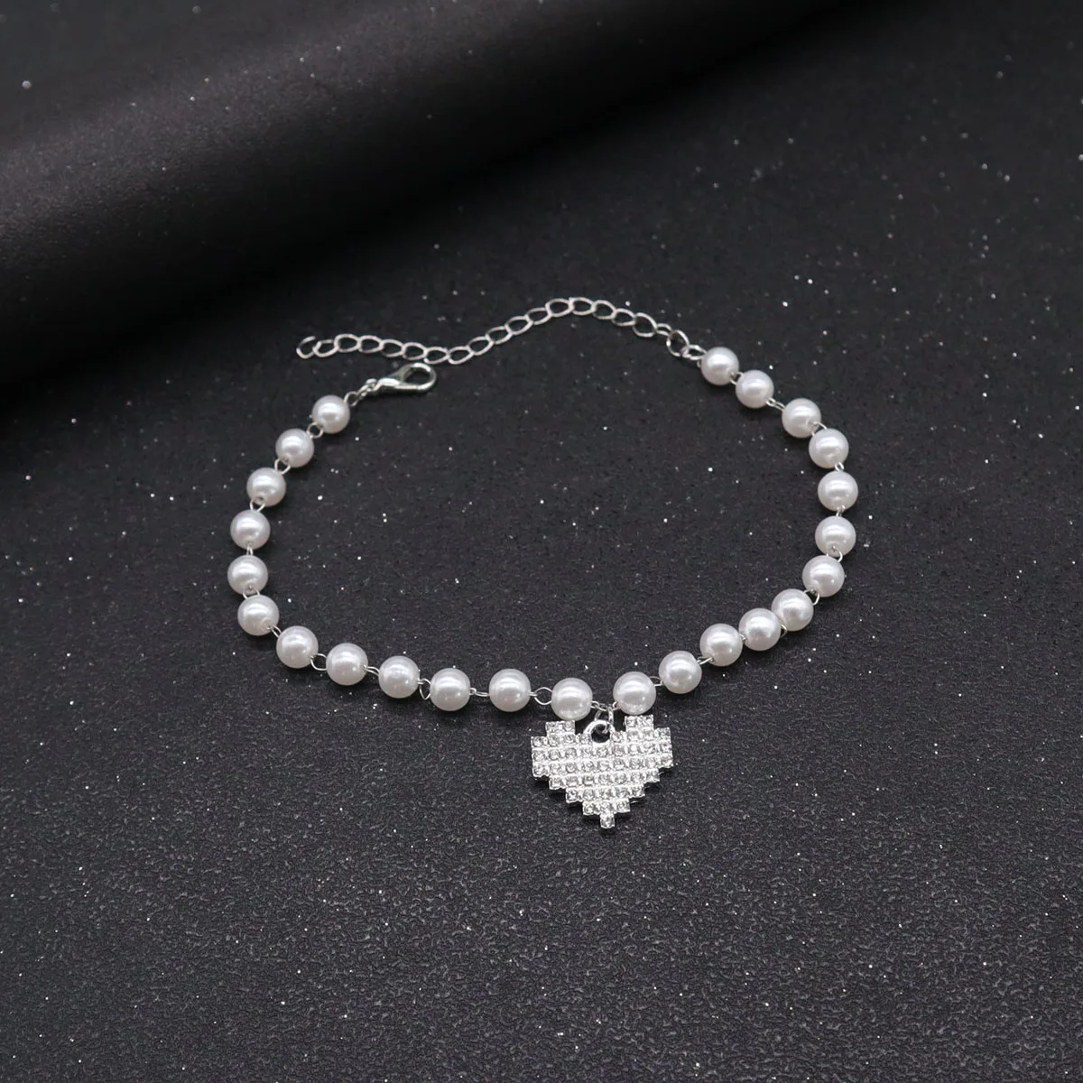 1pc Fashion Imitation Pearl Love Foot Chain Summer Women's Beach Daily Accessories