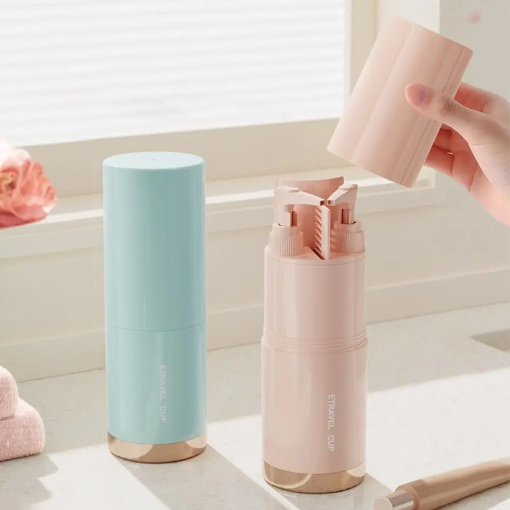

Portable Travel 8 in 1 Grooming Cup Set Multi-Functional Dispenser Bottle Toothbrush Cup Toothbrush Travel Case Travel