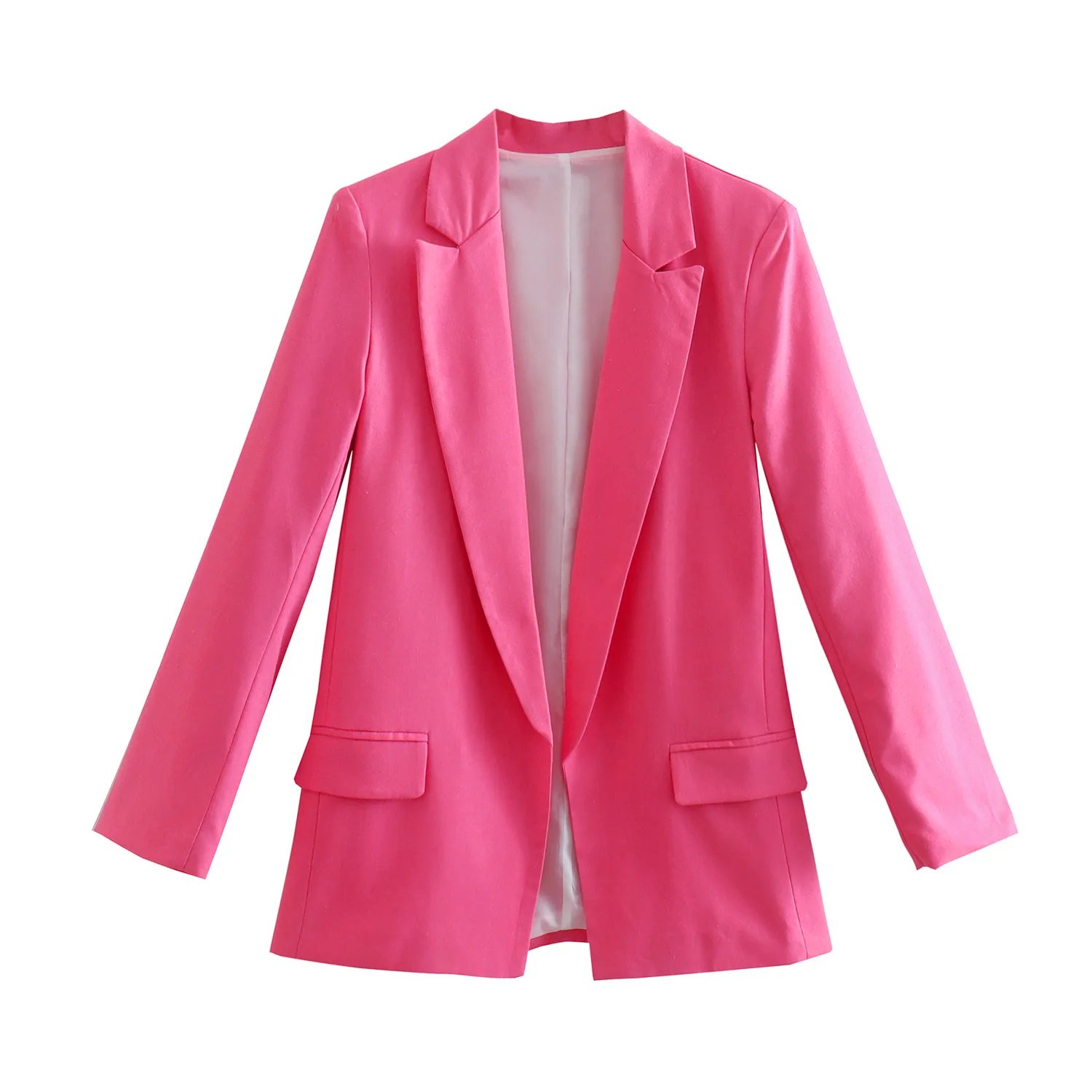 Imagem -06 - Tesco-terno Listrado Vintage Feminino Blazer Estilo Básico Moda Outono Jaqueta com Bolsos Cabolsa Feminino Profissional