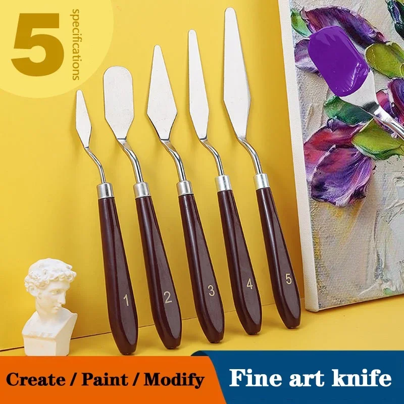 5/7 Pcs Set Art Oil Painting Scraper Palette Knifes Stainless Steel Artist Students Watercolor Pigment  Wooden School Stationery