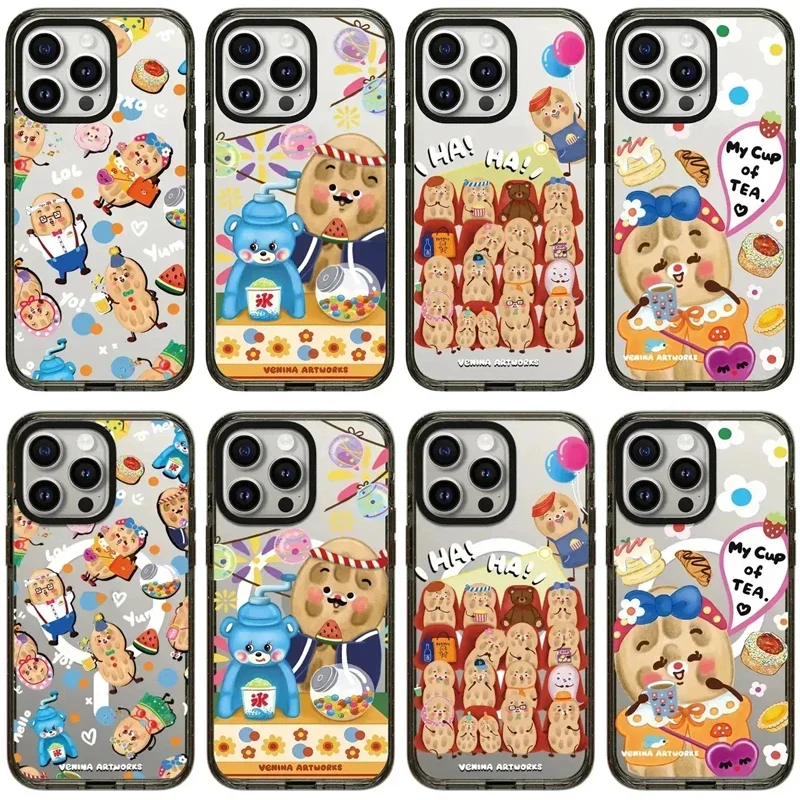 

2.0 Acrylic Black Border Cute Bear Candy iPhone 11 12 13 14 15 Pro Max Case - Protective iPhone Case