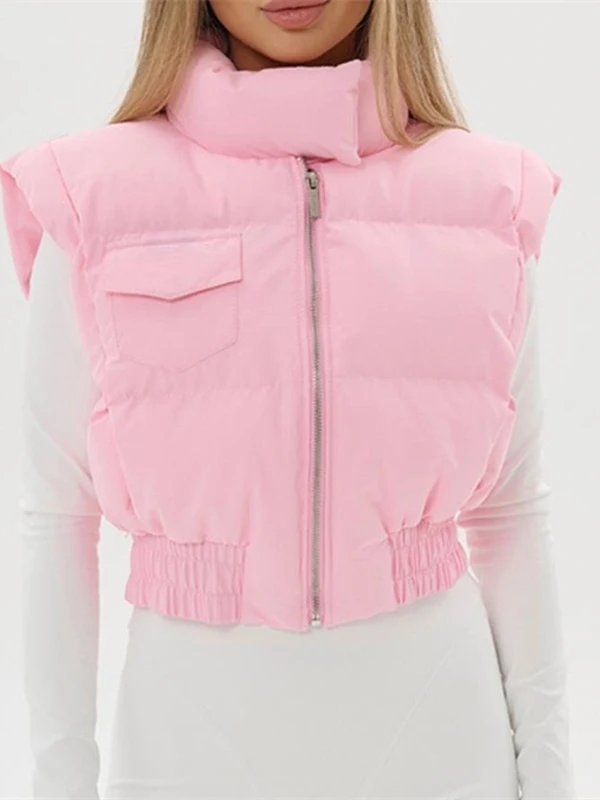 

ort Svel Cotton Jaet Women's Vest Waistcoat Street Sle Slim Fit Regular Thin Pure Color Winter Coat