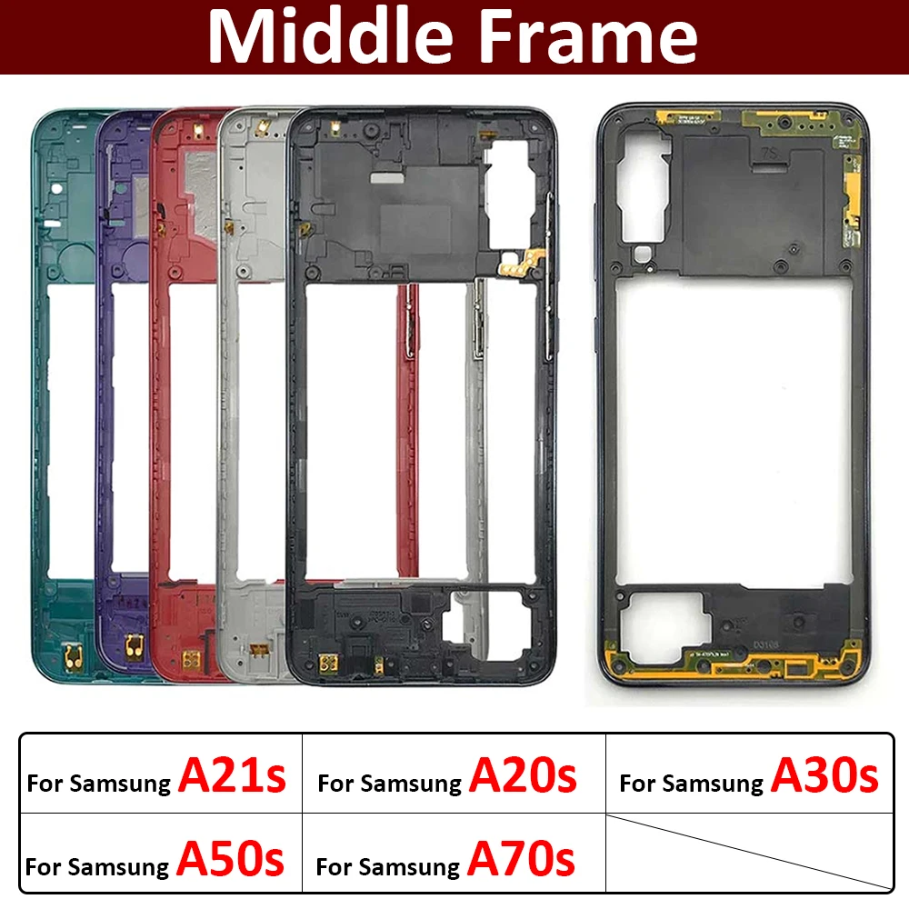 

Новый корпус средней рамки, корпус, панель обода, крышка для Samsung A21s A20s A30s A50s A70s, запасные части для ремонта