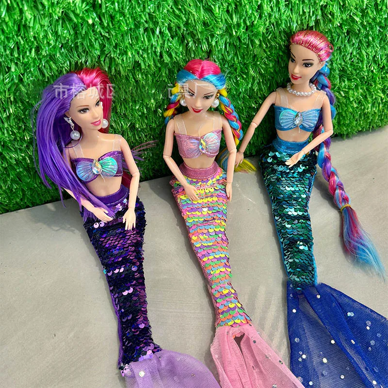 Vêtements de poupée de supermodèle FR 30cm, jolie robe sirène à paillettes, robe en queue de poisson, gilet + jupe, ensemble de poupée de princesse à la mode 1/6