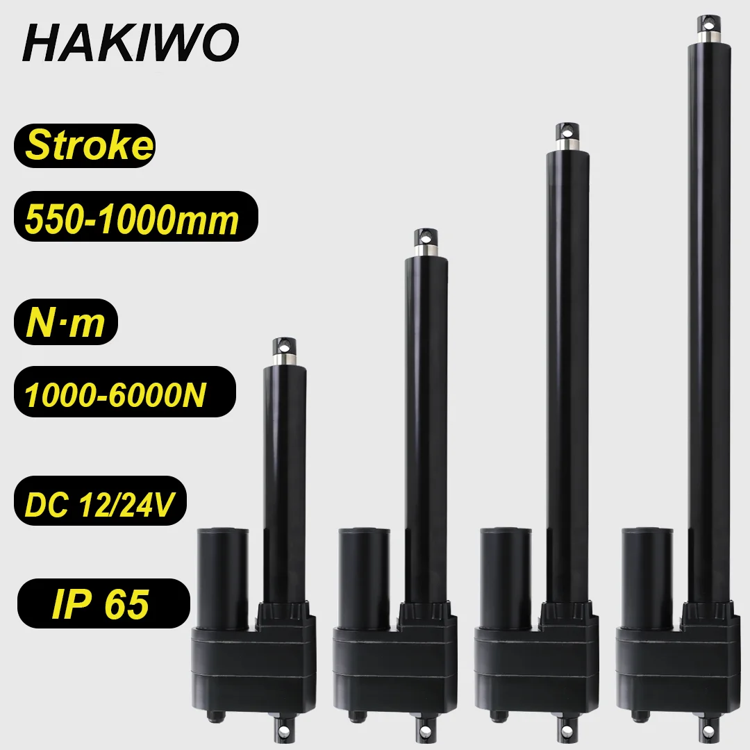 hakiwo 12v 24v atuador linear 6000n ip65 600 mm 800 mm 900 mm 950 mm 1000 mm curso solar tracker motorizacao da porta 67 mm s velocidade 01