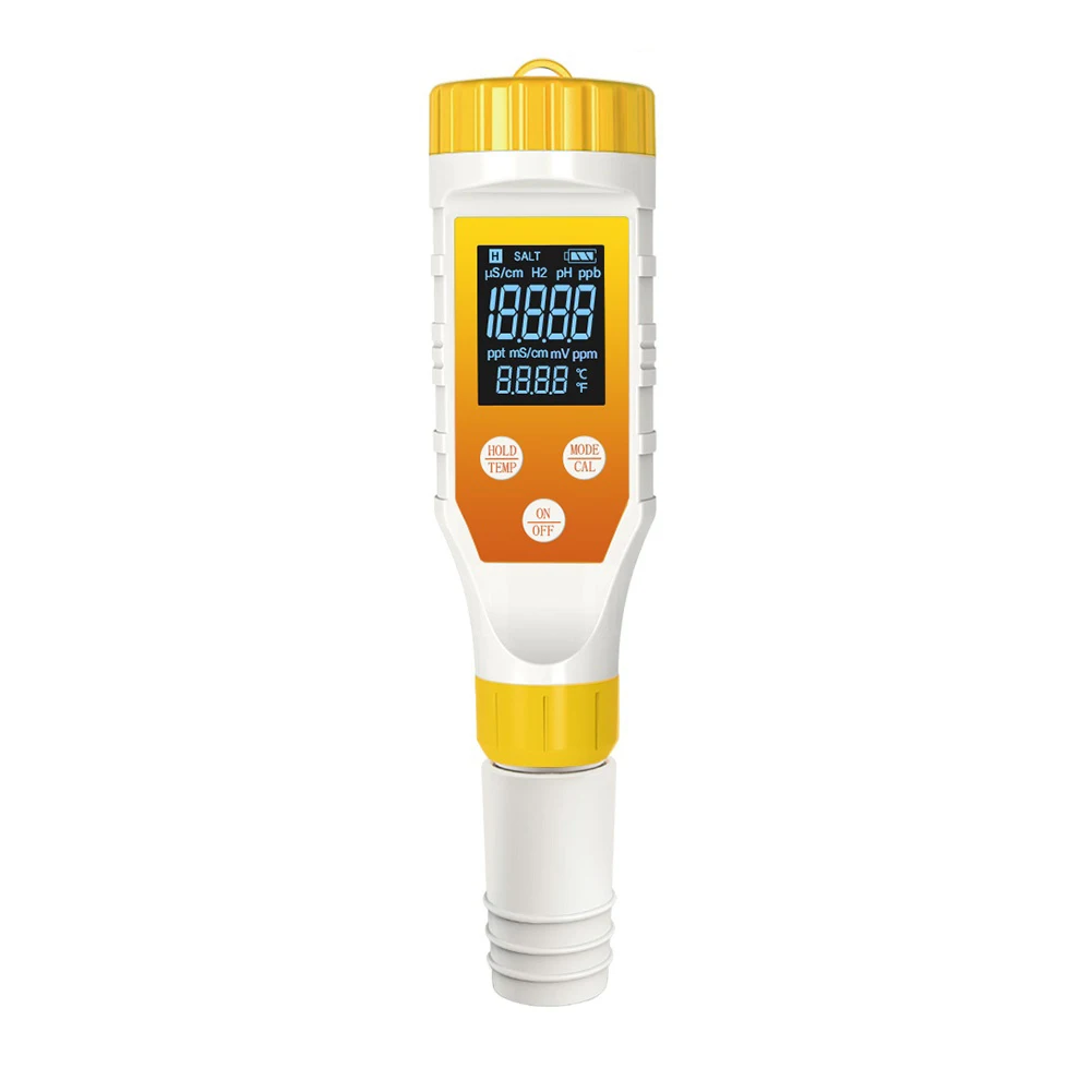 

7in1 Water Tester with Backlight Measures Hydrogen pH Salinity ORP and Temperature for Comprehensive Liquid Analysis