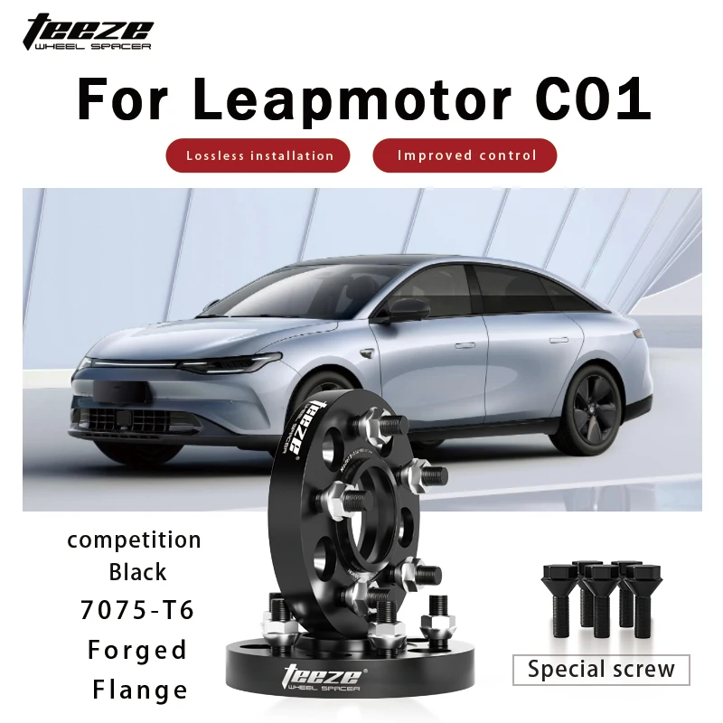 

Teeze 2/4pcs 5x114.3 CB66.6mm M14x1.5 Hub Centric Black Forged wheel spacer For Leapmotor C01 Flange Plate15/20/25/30/35mm