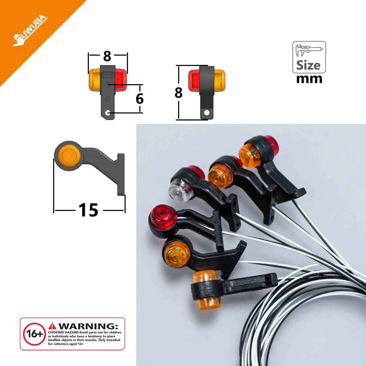 2pcs LED 3V Width Indicator Light Side Lights for 1/14 Tamiya RC Truck for SCANIA 770S R620 for VOLVO ACTROS AROCS Car