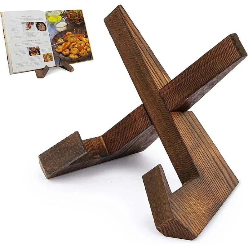 Wooden Cookbook Stand Handmade Recipe Book Menu Display Stand Restaurant Home Hanging Study Desktop Holder For Cooking