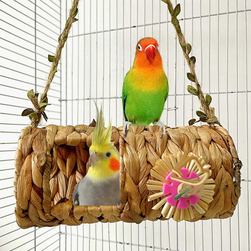 

Bird Nest Wooden Hamster House Natural Gourd Grass Guinea Pig Castle Cage Accessories For Parakeet Cockatiel Pet Products