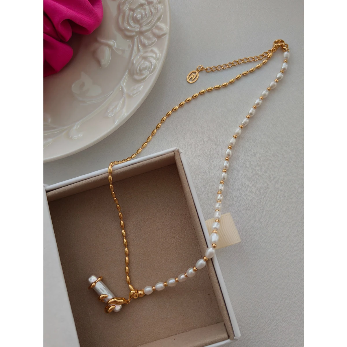 NEW All Body S925 Pure Silver Plated With 18K Real Gold | Natural Freshwater Pearl Necklace| Chain Length 40+5CM 100608