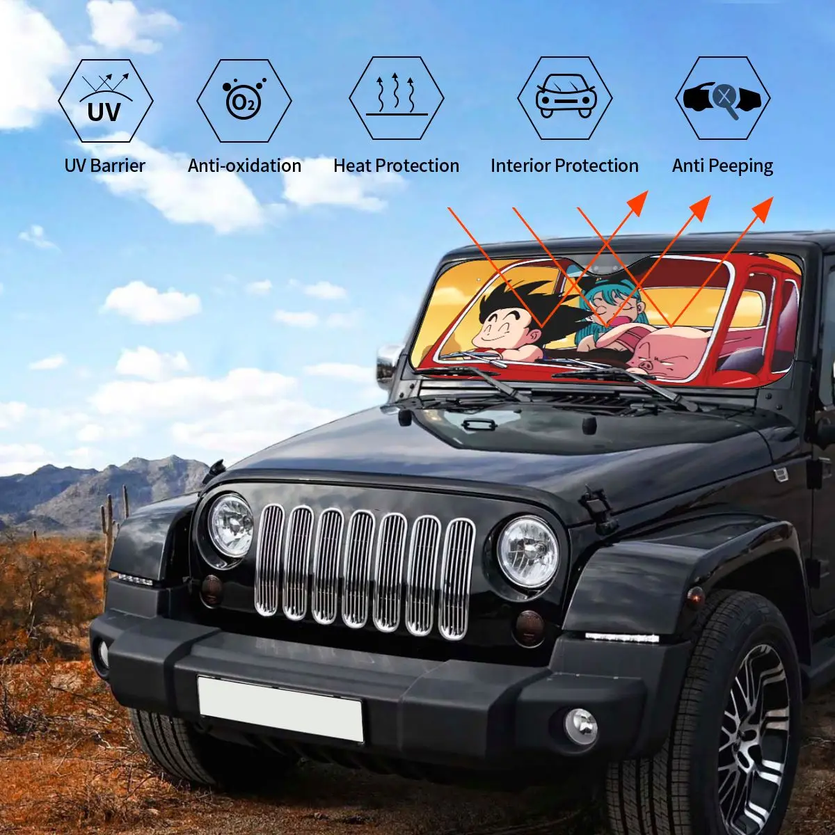 لعبة دراغون بول القيادة جوكو الزجاج الأمامي ظلة غطاء قابل للطي الجبهة كتلة نافذة 76x140 سنتيمتر ظلة قناع سيارة يغطي #3