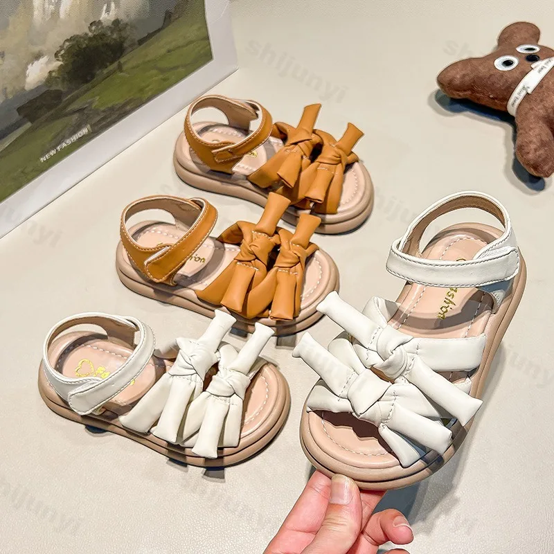 

Children's Casual Shoes 2025 Summer Girls' Bow Design Fashion Princess Sandals Exposed Toes Outdoor Beach Comfortable Cool Flats