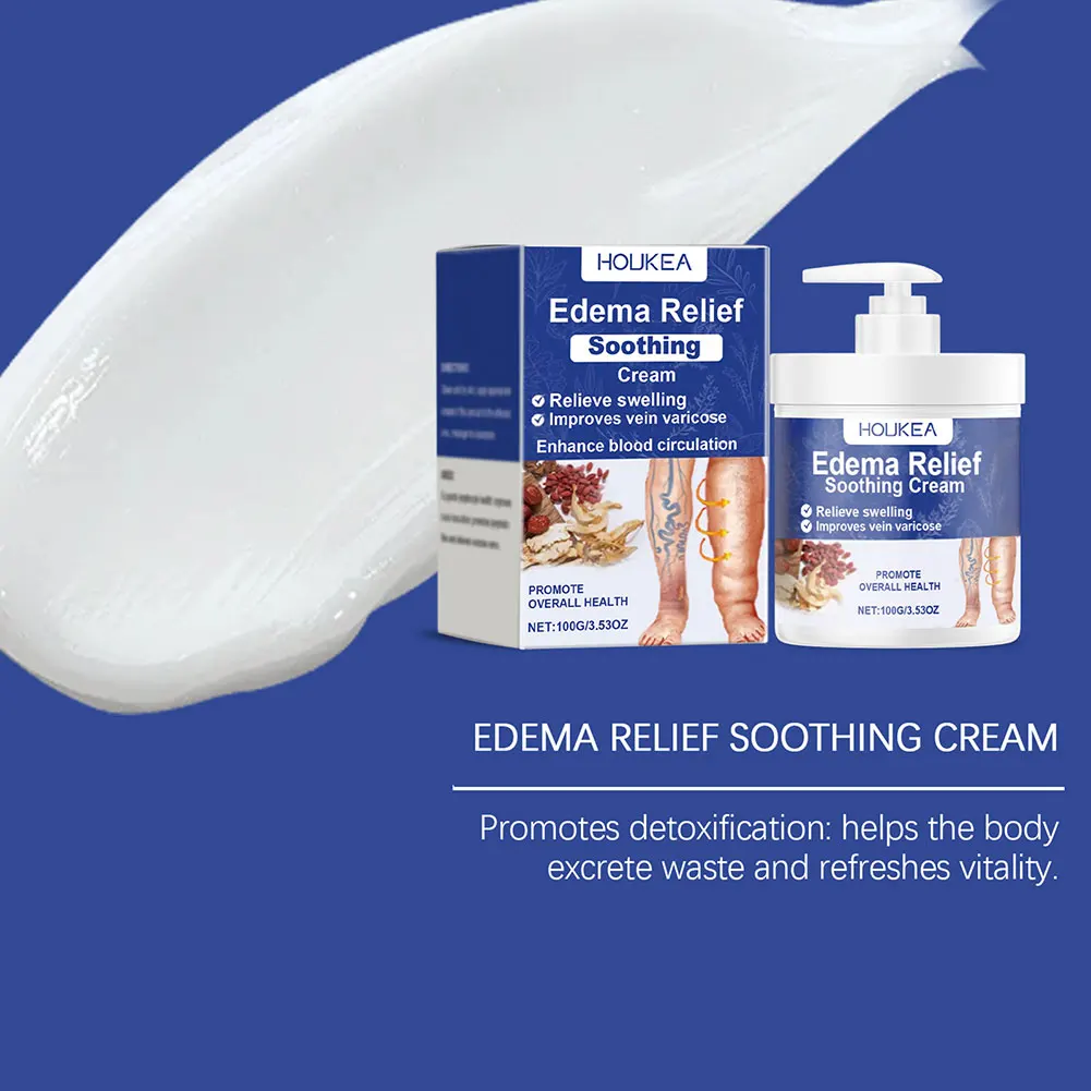 Edema Relief Soothing Cream Swelling Care Lymphatic Massage Cream Improves Vein Varicose Leg Care Soothing Moisturizing Lotion view 4