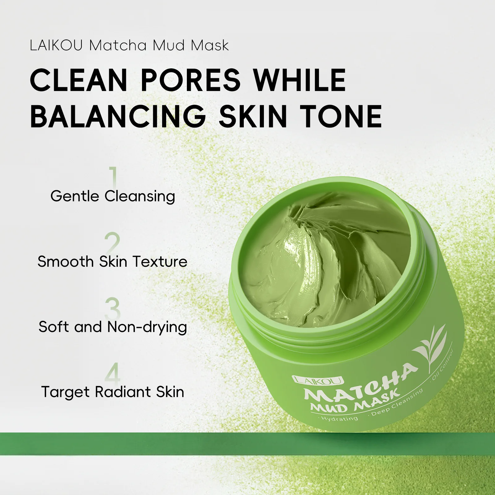 LAIKOU Matcha Groene Thee Klei - Green Tea Cleansing Clay Mask recensie en prijs