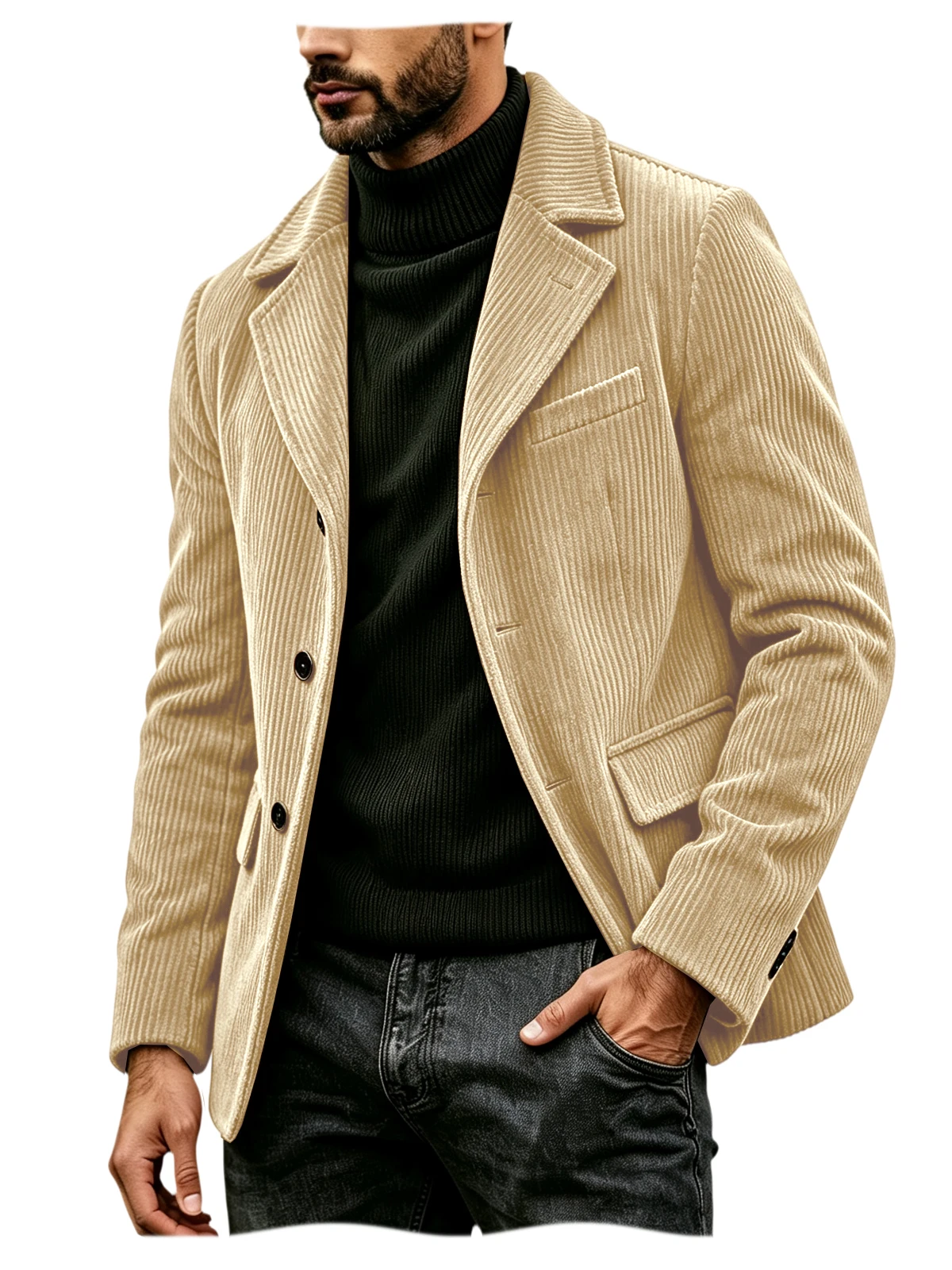 Men's Corduroy Suit Jacket Vintage Notched Lapel Single Breasted Loose Fit Casual Blazer High Quality Fashion Sport Coat Busines 21