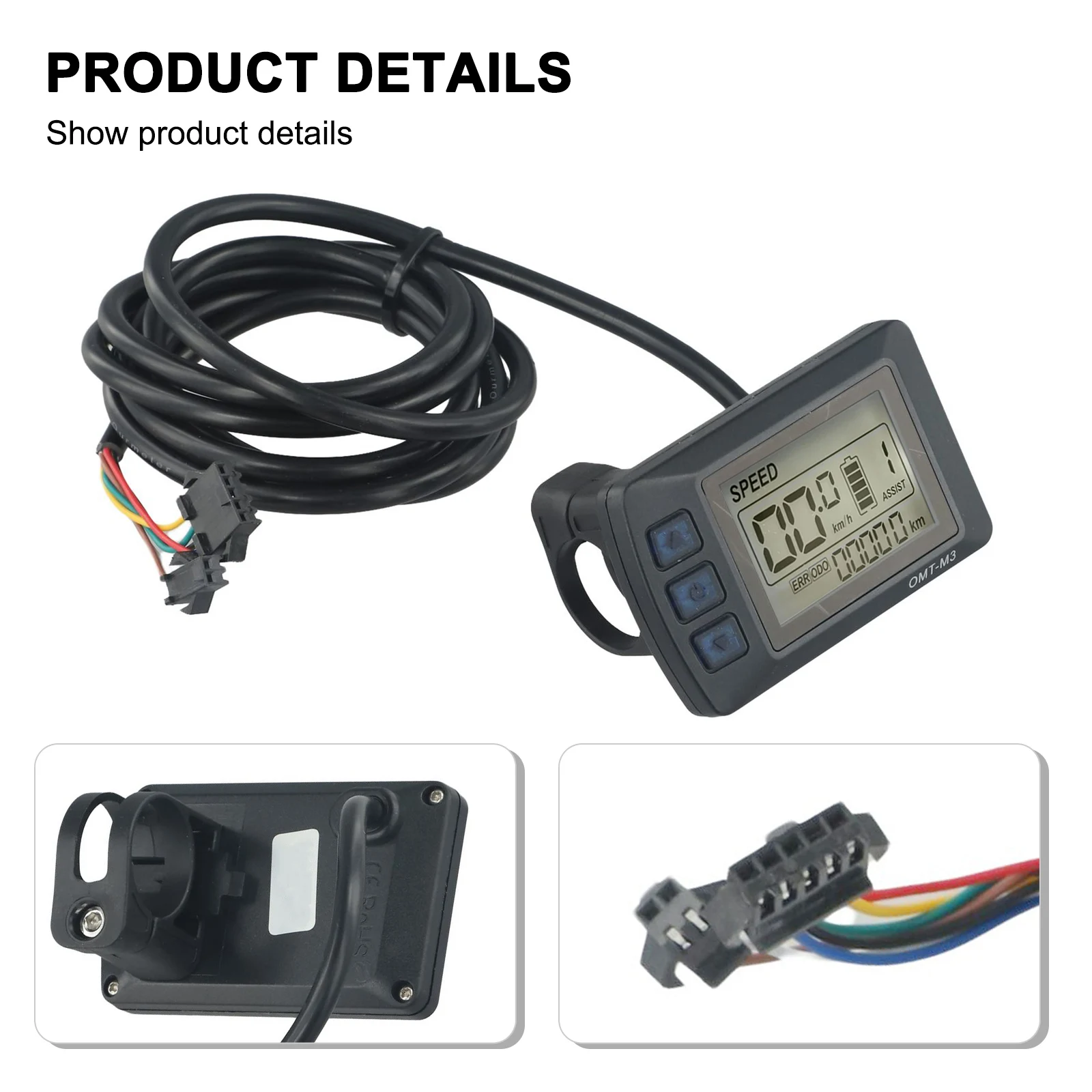 36V 48V OMT-M3 Display E-bike Electric Bike Power Riding Speed Time UART 5-Pin SM Plug Batterie Charge Accesssory