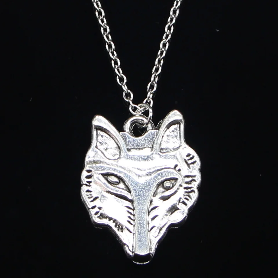 

20pcs New Fashion Necklace 31x24mm Wolf Head Pendants Short Long Women Men Colar Gift Jewelry Choker